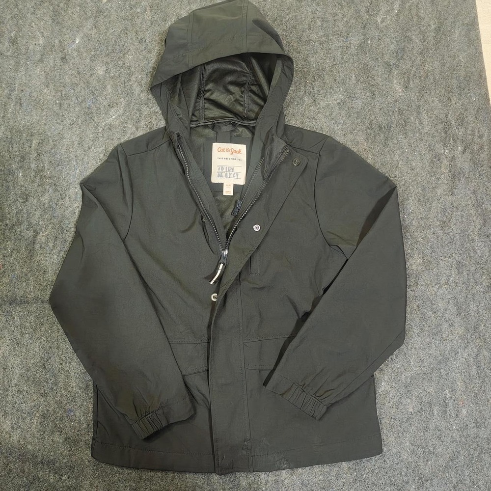 Cat & Jack Girls Olive Green Hooded Utility Jacket Size M 8 Outdoor Hiking